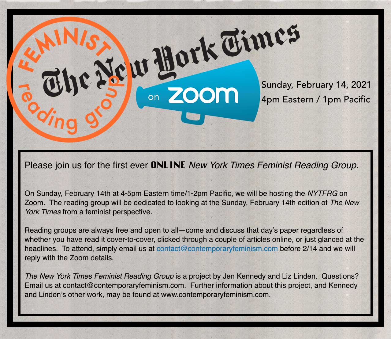 invitation to 2.14.2021 NYTFRG on Zoom